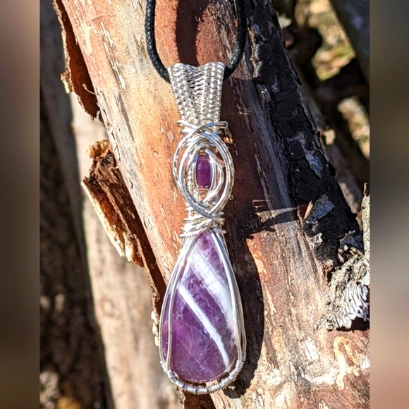 Artisan Sterling Silver Amethyst Gemstone Pendant Necklace - Picture 2 of 16